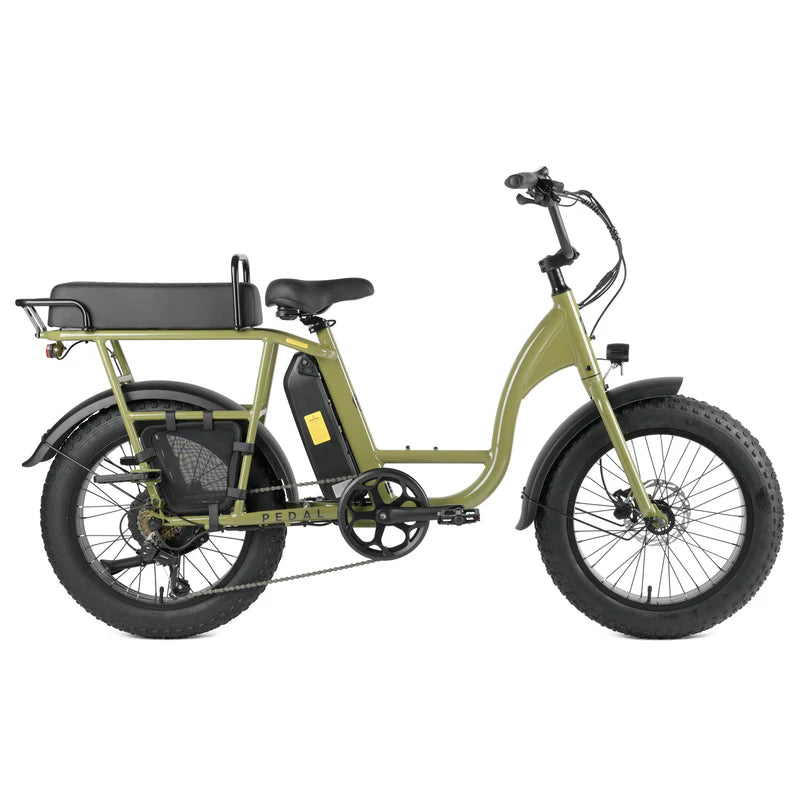 Pedal Brewer Electric Fat Tyre Cruiser Bike Dark Green 540Wh Battery Pedal Bikes