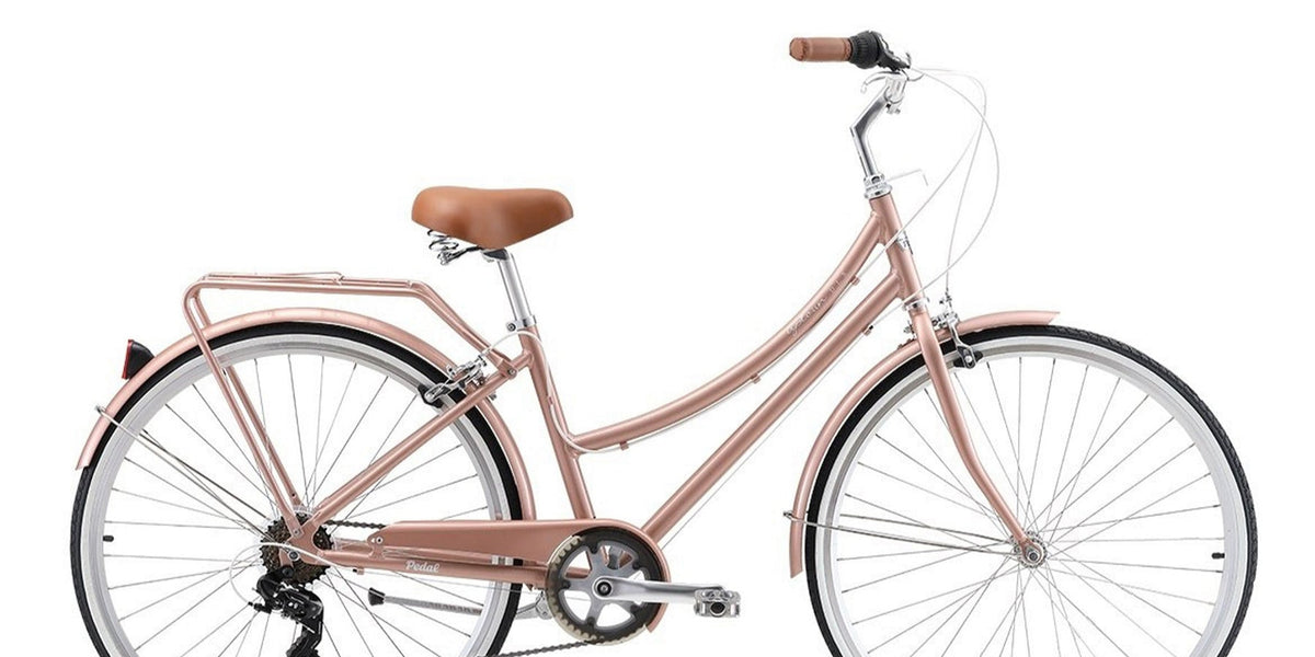Pedal Uptown Dlx 7-Speed Cruiser Bike Rose Gold Pedal Pedal Bikes